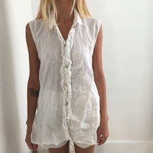 Linen tunic button front